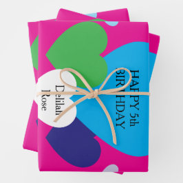 Rosa Geschenkpapierbögen mit Herzen Geschenkpapier Set