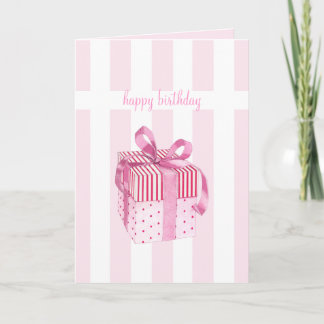 Rosa Geschenkstreifen Geburtstagskarte Karte