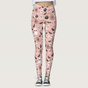 Rosa Gespenster und Halloween Nahtloses Muster Leggings