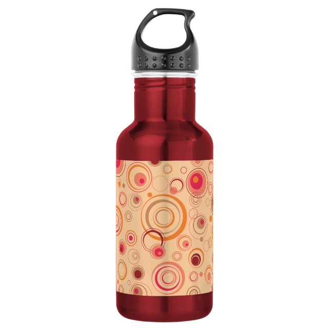 Rosa gespielte Retro-Kreise Trinkflasche (Vorderseite)