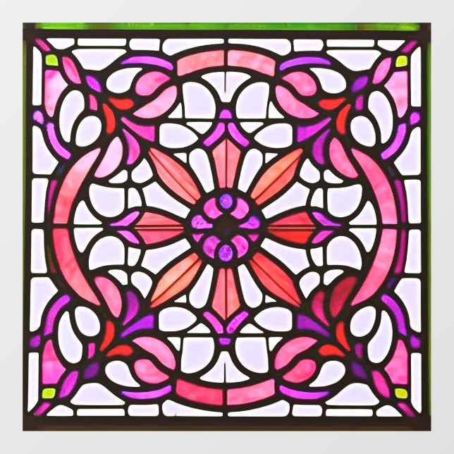 Rosa gestanztes Glas Art Nouveau AI Art Window Fensteraufkleber (Blatt)