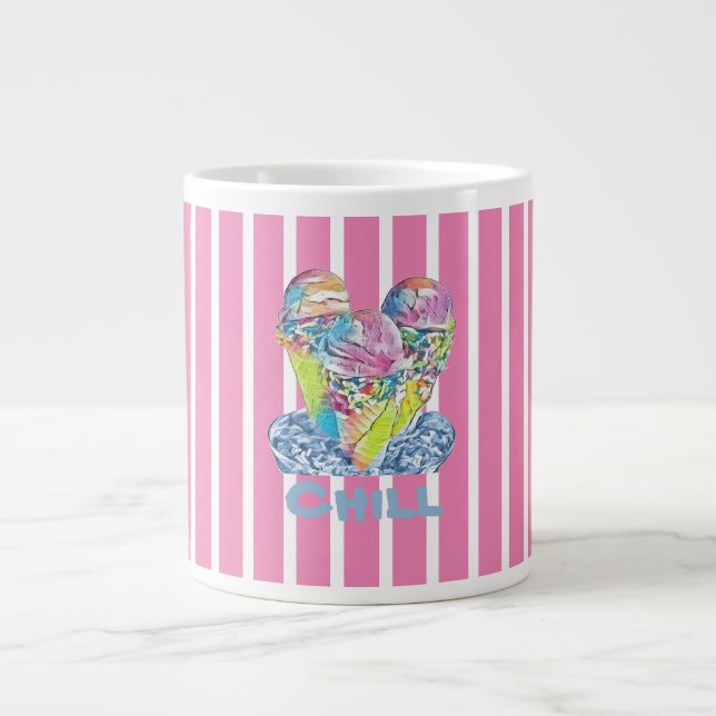 Rosa gestreift Eiscreme Chill Jumbo-Tasse (Vorderseite)