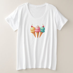 Rosa gestreift Eiscreme Große Größe T-Shirt