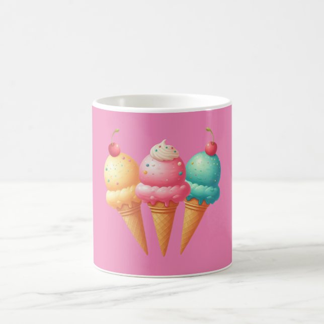 Rosa gestreift Eiscreme Kaffeetasse (Mittel)