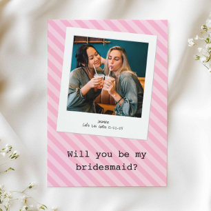 Rosa gestreift "Werden Sie meine Bridesmaid?" Foto Einladung
