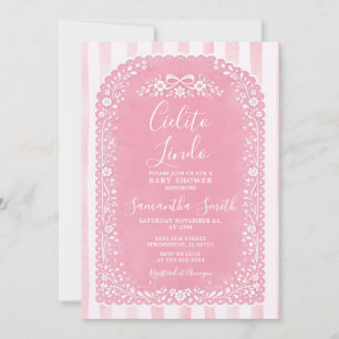 Rosa gestreifte Baby Shower Cielito Lindo Talavera Einladung