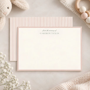 Rosa gestreifte Baby Shower-Dankeskarten aus dem K Dankeskarte