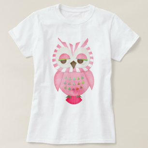 Rosa gestreifte Eule T-Shirt