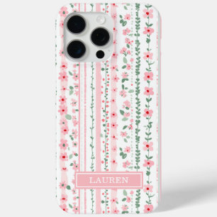 Rosa gestreifte florale Personalisierung Case-Mate iPhone Hülle