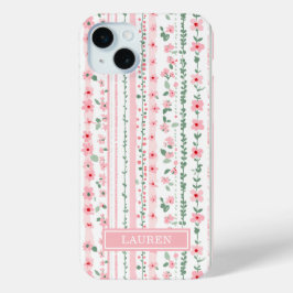 Rosa gestreifte florale Personalisierung Case-Mate iPhone Hülle