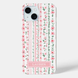 Rosa gestreifte florale Personalisierung Case-Mate iPhone Hülle