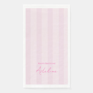 Rosa gestreifte Geburtstags-Party-Papier-Serviette Serviette