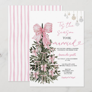 Rosa gestreifte Schleife Weihnachtsbaum Paar Hochz Einladung