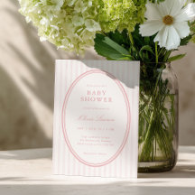 Rosa gestreifte vornehme Babyparty-Einladung