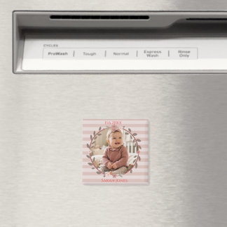 Rosa gestreifter Kranz Baby-Foto Magnet