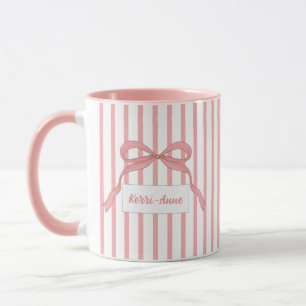 Rosa gestreifter Monogrammbogen Tasse