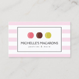 Rosa gestreiftes französisches Macaron-Trio-Logo f Visitenkarte