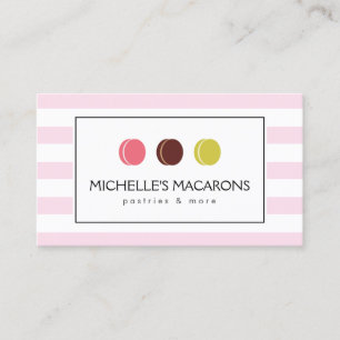 Rosa gestreiftes französisches Macaron-Trio-Logo f Visitenkarte