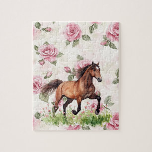 Rosa gestreiftes Pferde-Band Puzzle