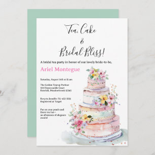 Rosa gestufter Kuchen Grüne Pastel Bridal Tee Einladung