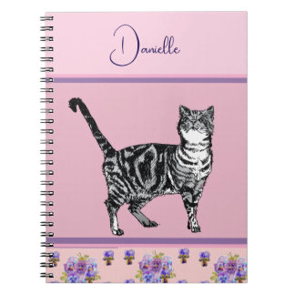 Rosa getigerte Katze Katzen Wasserfarbe anpassbar Notizblock