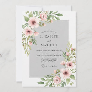 Rosa getönte Wasserfarben-Hochzeit Einladung