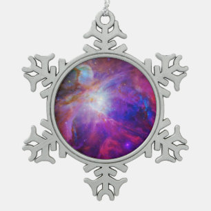 Rosa getönter Orionnebel Schneeflocken Zinn-Ornament