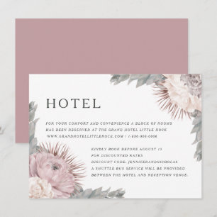 Rosa getrocknete Blume Hochzeitsunterkünfte Begleitkarte