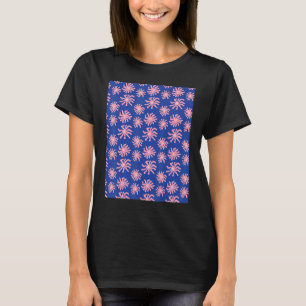 Rosa gezeichnete Daisy Wavy Blume Pattern auf Coba T-Shirt