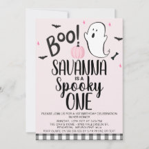 Rosa Ghost Halloween 1. Geburtstag Einladung