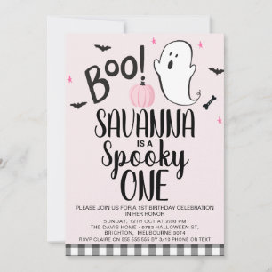 Rosa Ghost Halloween 1. Geburtstag Einladung