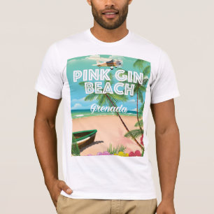 Rosa Gin Beach Grenada Reiseplakat T-Shirt
