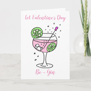 Rosa Gin Happy Valentine's Day Karte