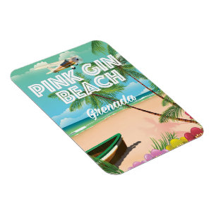 rosa Gin Strand Grenada Reiseplakat Magnet