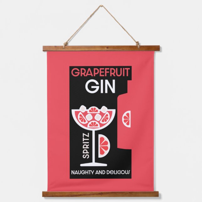 Rosa Gin Wandteppich Mit Holzrahmen (Vorderseite)