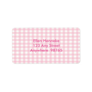 Rosa Gingham 1 Adressaufkleber