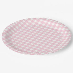 Rosa Gingham 1 Pappteller