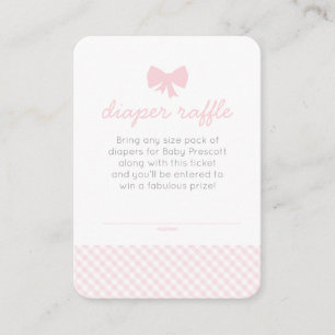 Rosa Gingham Baby Dusche Windel Gewinnspiel Begleitkarte