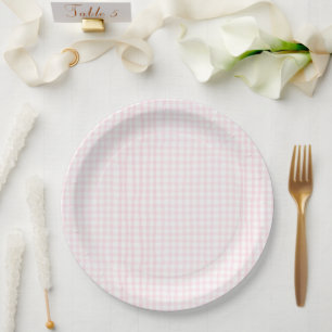 Rosa Gingham-Baby-Party Pappteller