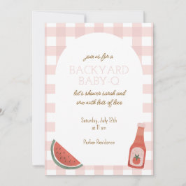 Rosa Gingham Baby-Q Babyparty-Einladung Einladung