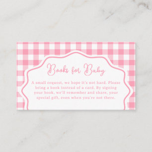 Rosa Gingham Baby-Q BBQ Baby Shower Bücher für Bab Begleitkarte