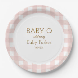 Rosa Gingham Baby-Q Teller rund 2