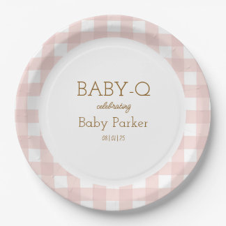 Rosa Gingham Baby-Q Teller rund 2