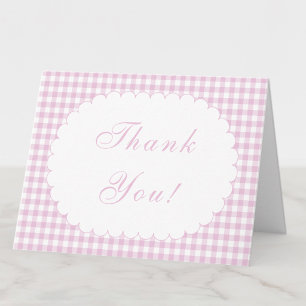 Rosa Gingham-Baby-Shower-Dankeskarten Dankeskarte