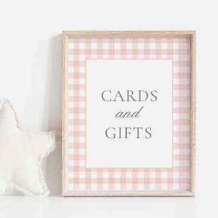 Rosa Gingham-Baby-Shower-Karten und Geschenke Schi Poster