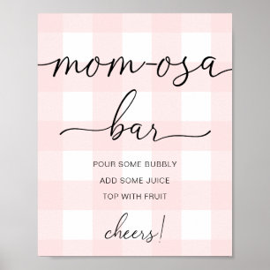 Rosa Gingham-Baby-Shower-Mom-osa-Bar-Schild Poster
