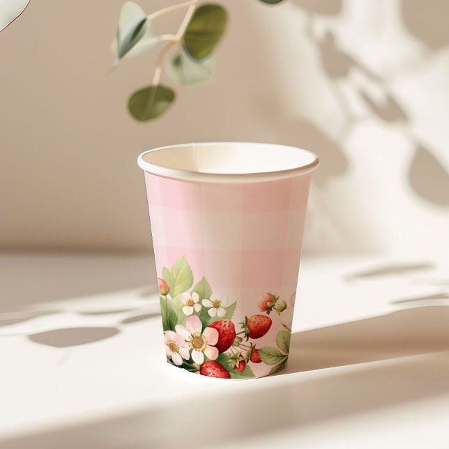 Rosa Gingham Babydusche Pappbecher (Von Creator hochgeladen)