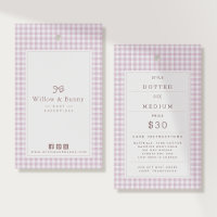 Rosa Gingham-Babymode Preisschild Anhängeretikett