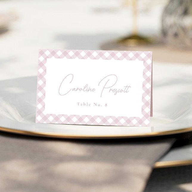 Rosa Gingham-Babyshower-Namensplatzkarte Tischnummer (Von Creator hochgeladen)