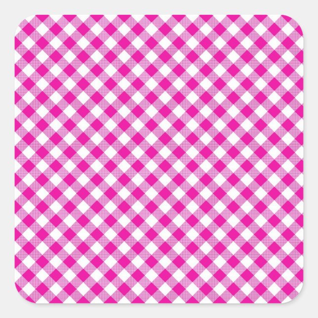 Rosa Gingham Background Square Sticker (Vorderseite)